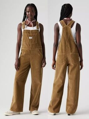 NWT Levi's Baggy Corduroy Overalls In Ermine Tan